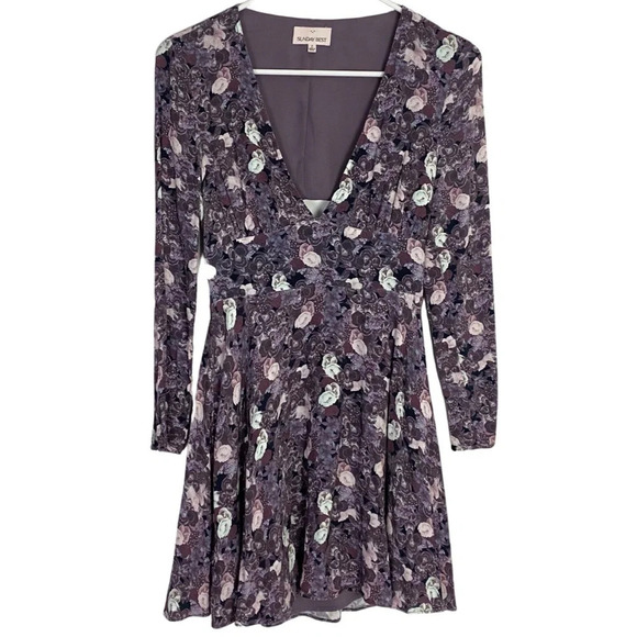 Aritzia Floral Dress Womens Size 2 XS Sunday Best Rand Cut Open Back Long Sleeve - Picture 1 of 10